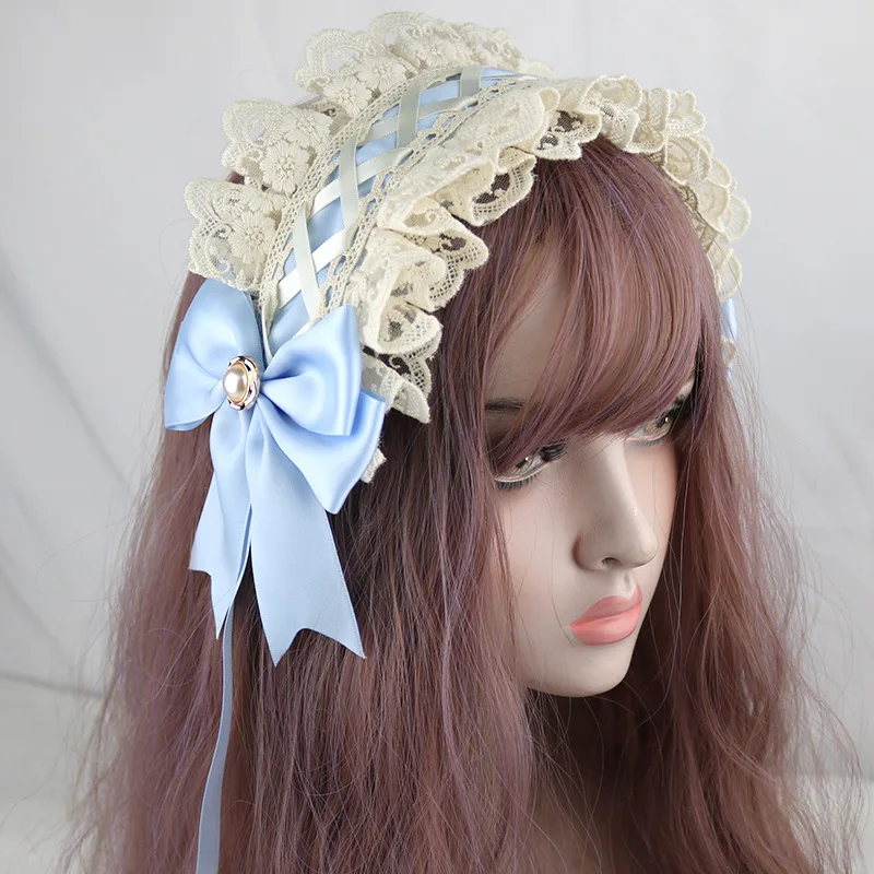 Японская кавайная повязка на голову с бантом, милые аксессуары для волос, украшение для волос горничной, винтажная Готическая повязка на голову, милый наряд для косплея, аниме, Новинка - Цвет: 3