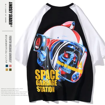 

Lindsey Seader New T-shirt Men Summer 2020 Cartoon Skull Space Man Print Streetwear Short Sleeve Casual Cotton O-Neck T Shirts
