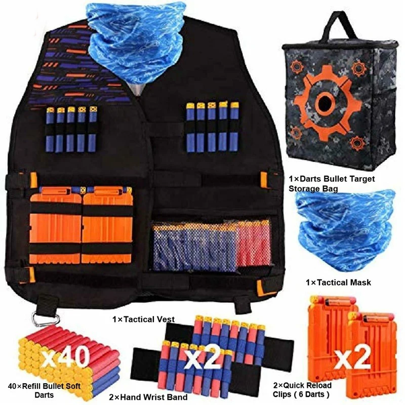 Kit de chaleco táctico para niños, funda para pierna, relleno de balas suaves, pistolas de espuma, suministro para Nerf n-strike Elite/Mega/Rival/Series
