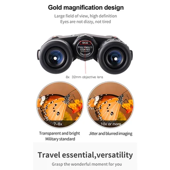 

Eyeskey HD Bak4 Binoculars Multi Coating Wide Clear Vision Telescope 8X32 Binoculars Outdoor Travel Equipment Tool