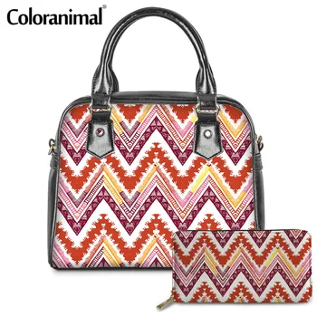 

Coloranimal Tribal Style Women Crossbody Bag African Tribal Geometric Pattern Tote Handbag for Lady 2Pcs/Set Messenger Bag Bolsa