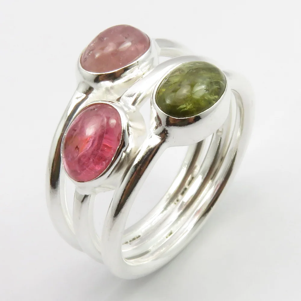 

Silver TOURMALINE Ring Size 6.75 Engagement Art Jewelry