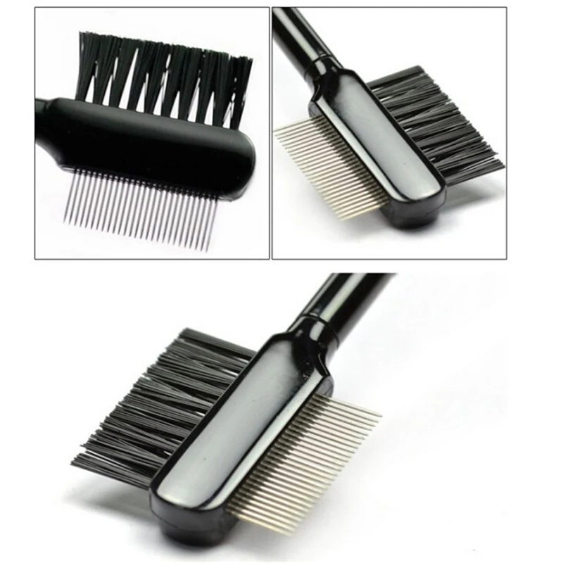 Eyelashes Brush Comb 1PCS Cosmetic Makeup Tool Steel Eyebrow Eyelash Dual-Comb Extension Brush Metal Comb