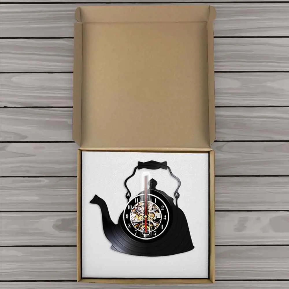 Современные кухонные художественные чайники настенные часы чайная комната Настенный декор чайный горшок Ретро Виниловая пластинка настенные часы кухонные декоративные настенные часы