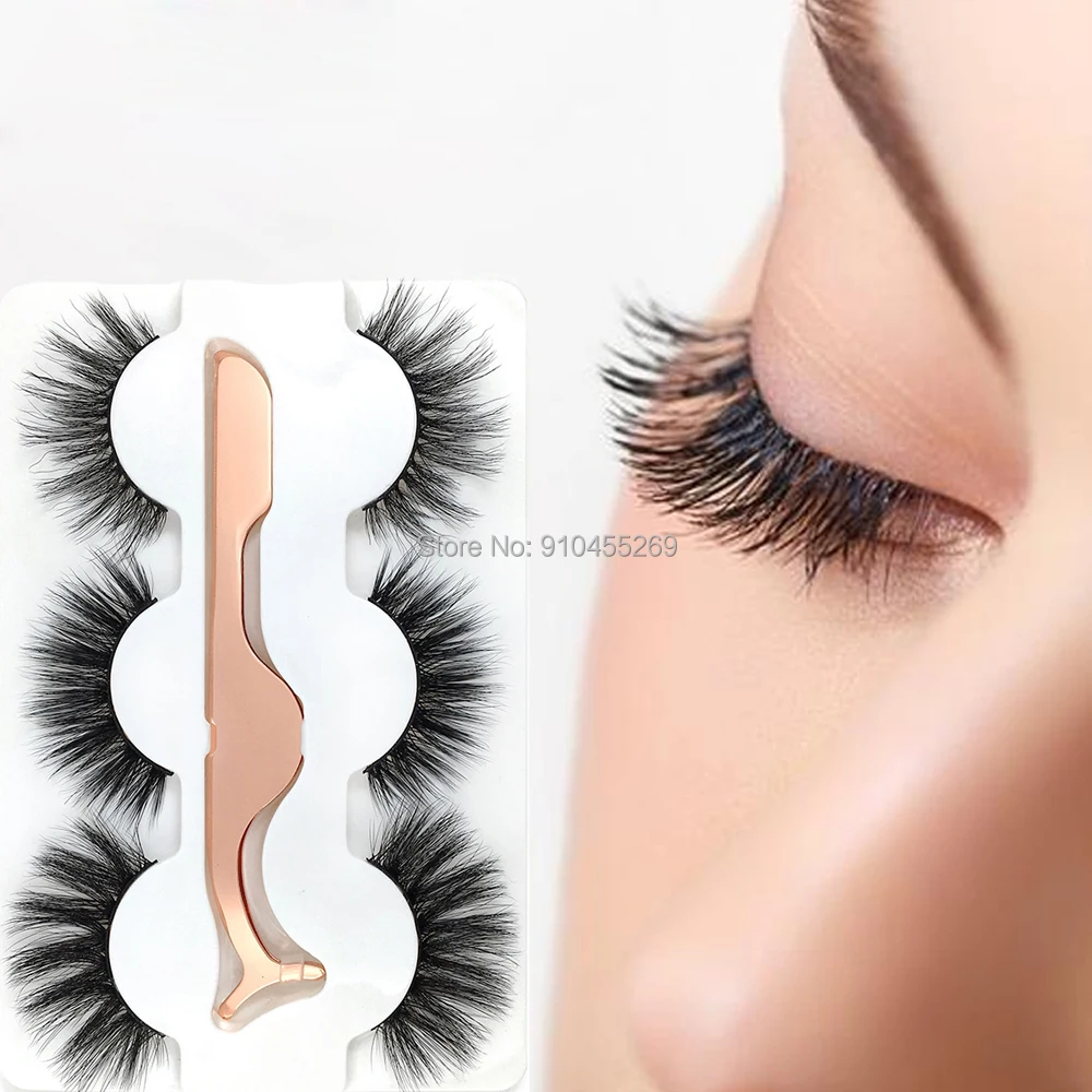 

Three pairs of imitation mink false eyelashes mixed long cross eyelashes thick and exaggerated hot-selling false eyelashes