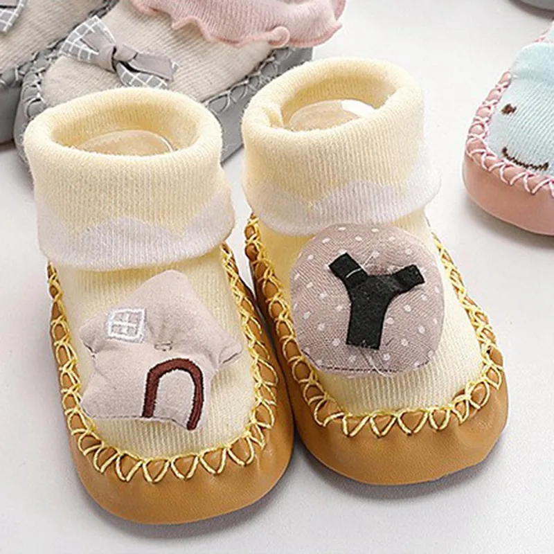 Baby Socks Shoes Spring Autumn Cute Cartoon Anti-Slip Leather Sole Floor Socks Cotton Children Toddler Socks For Girls Boys