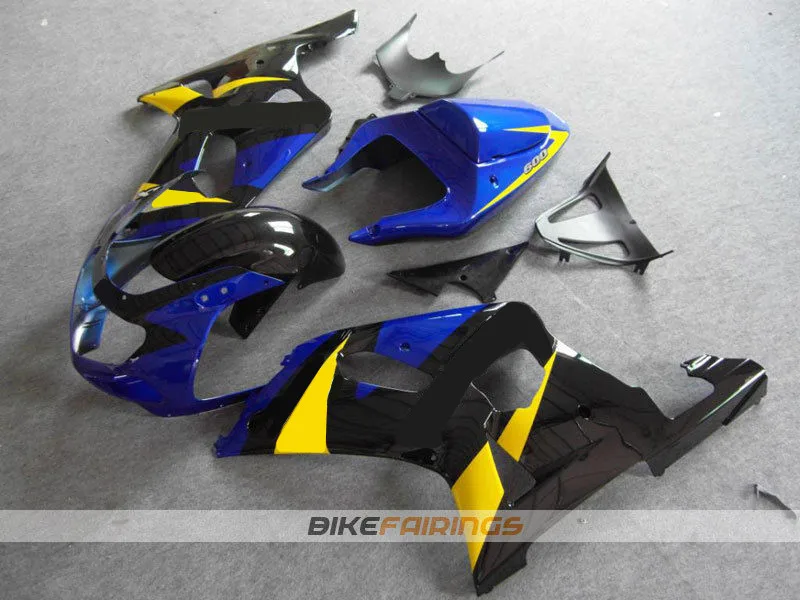 Полный мотоцикл обтекатели, пригодный для suzuki K1 gsxr600 gsxr750 2001 2002 2003 ABS Пластиковые обтекатели боди наборы черный синий