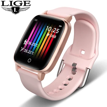 

LIGE 2020 New Smart Watch Thermometer Body Temperature Measurement Health Heart Rate Smart Band Watch Waterproof Fitness Tracker