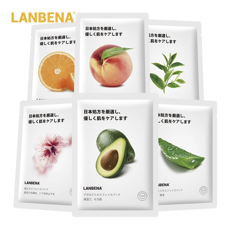 LANBENA 6 фруктовые маски для лица персик авокадо алоэ цветение вишни маска Уход за