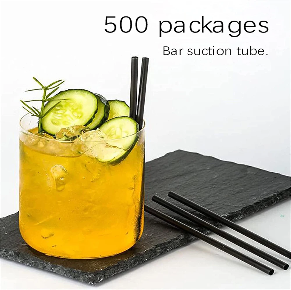 

500 Pieces Straws, Shake Straws, Black Plastic Straws, Plastic Drinking Straws, Straw Strips for Milk, Juice, Cocktail