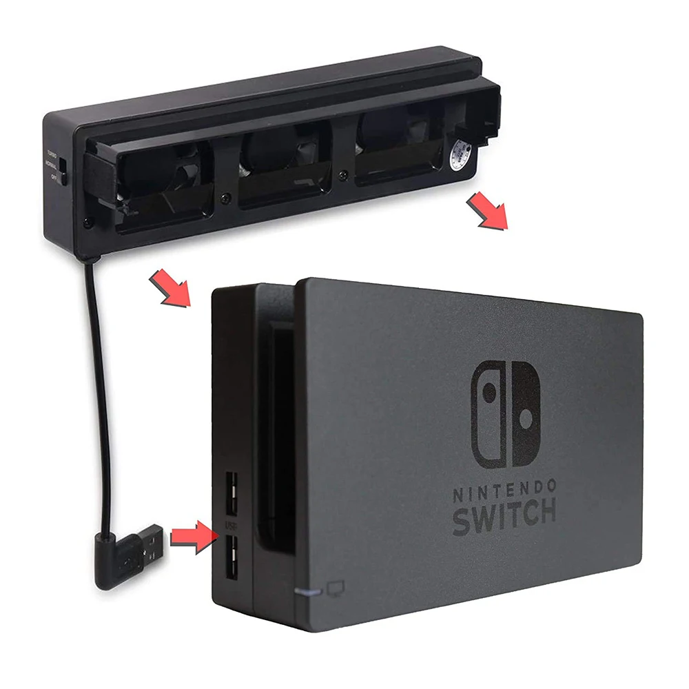 Cooling Fan for Nintendo Switch NS Original Stand Game Console Dock Cooler with 3-Fan USB Cooling Fan for Nintend NS NX — view 3