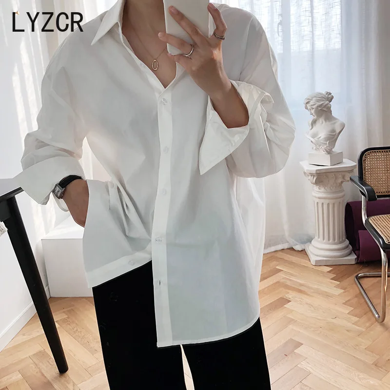 

White Boyfriend Shirt Women Cotton Blouses Long Sleeve Button Blue Blouse Shirt Women Loose Office White Blouses Spring Autumn