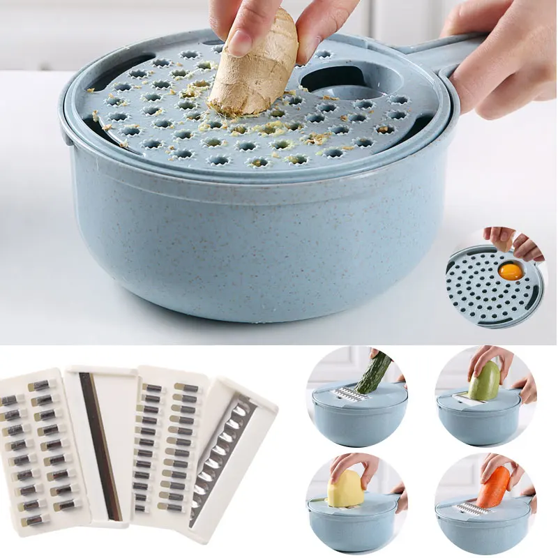 

Muz 8 in 1 Vegetable Cutter Melon Slicer Potato Peeler Fruit Carrot Onion Grater with Strainer Egg Separator Kitchen Accessories