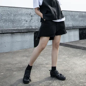 

WOMENGAGA 2020 Summer New Solid High Waist Shorts Loose Patchwork Tassel Button Irregular Girl Female Casual Streetwear A942