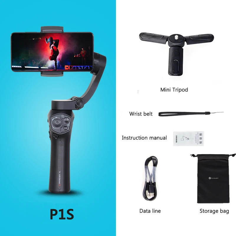 BENRO P1S P1 3 оси смартфон Gimbals Стабилизатор Ручной карданный стабилизатор для Gopro iPhone huawei XiaoMi - Цвет: P1S