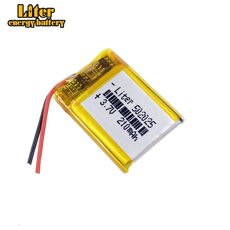 Batteria Ricaricabile LiPo 3.7V 200mAh 502025 - Per Cuffie, MP3, MIDI, Bluetooth, GPS