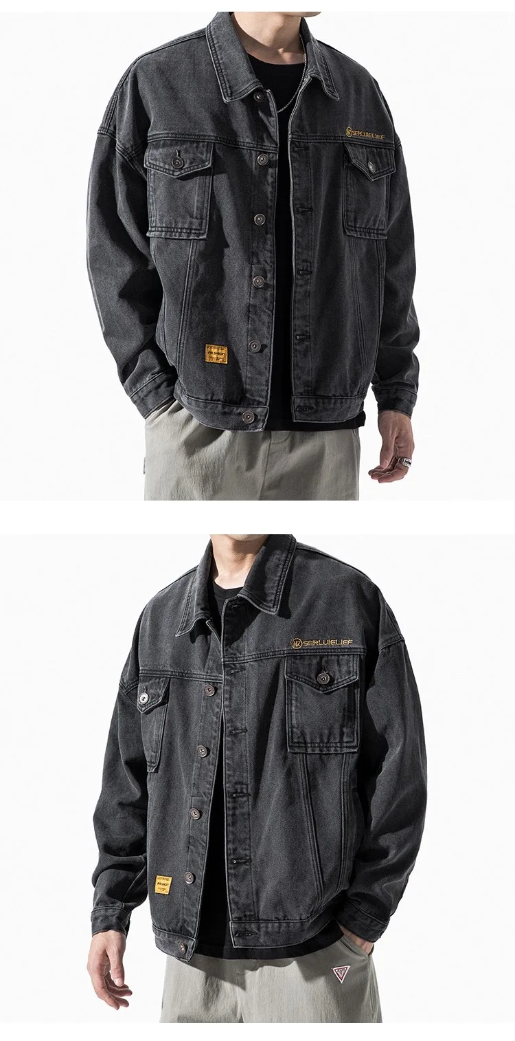 Men's denim jacket spring and autumn Korean style loose large size casual trend all-match