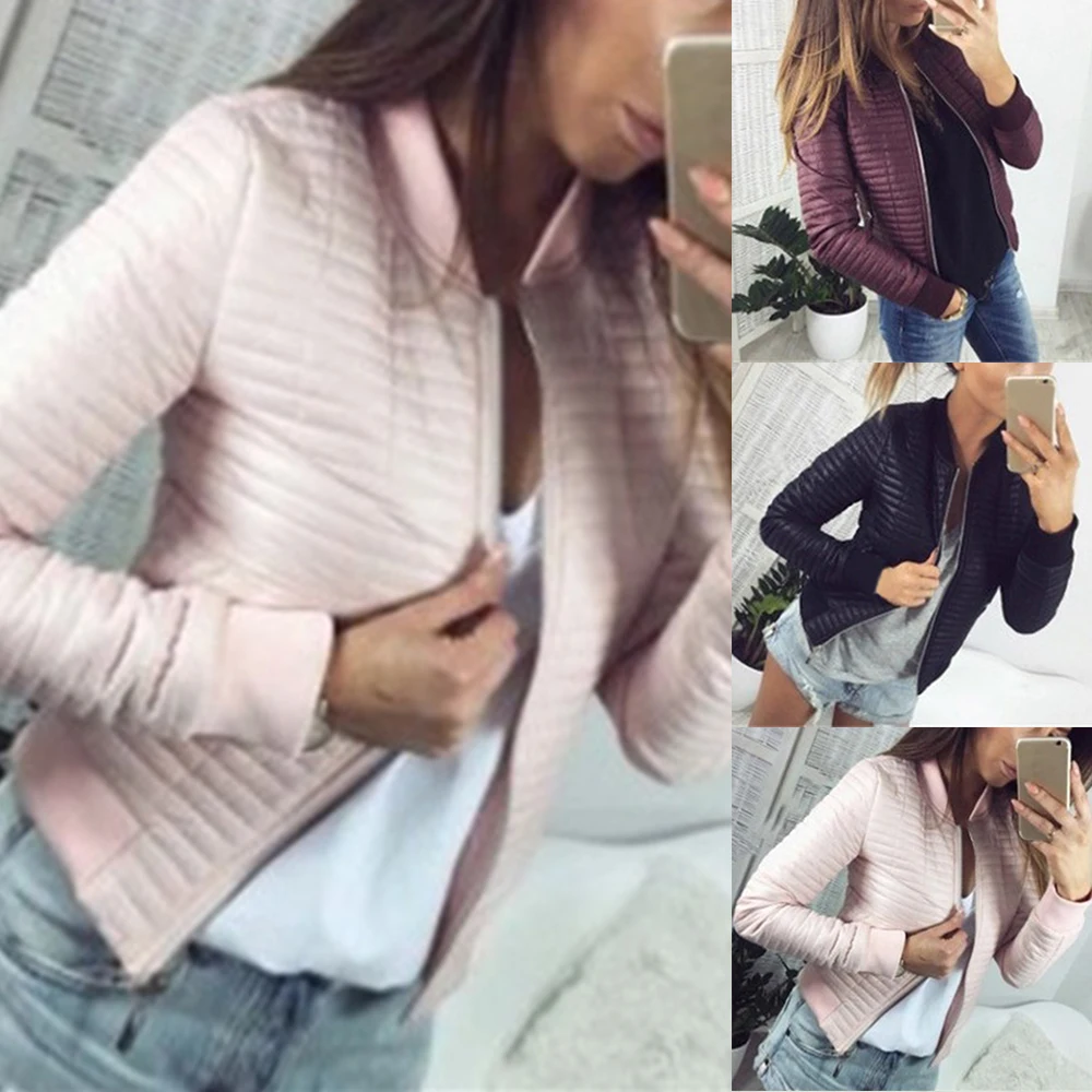 

2019 Basic Slim Short Jacket Coat Casual Female Zipper Warm Fashion Padded Jackets Outwear Autumn Winter Jacket Women Parkas