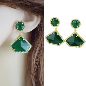 

Luxury AAA Cubic Zircon CZ Earrings for Women Natural Green Crystal Spike Dangle Earrings Bridal Wedding Party Jewelry Gifts