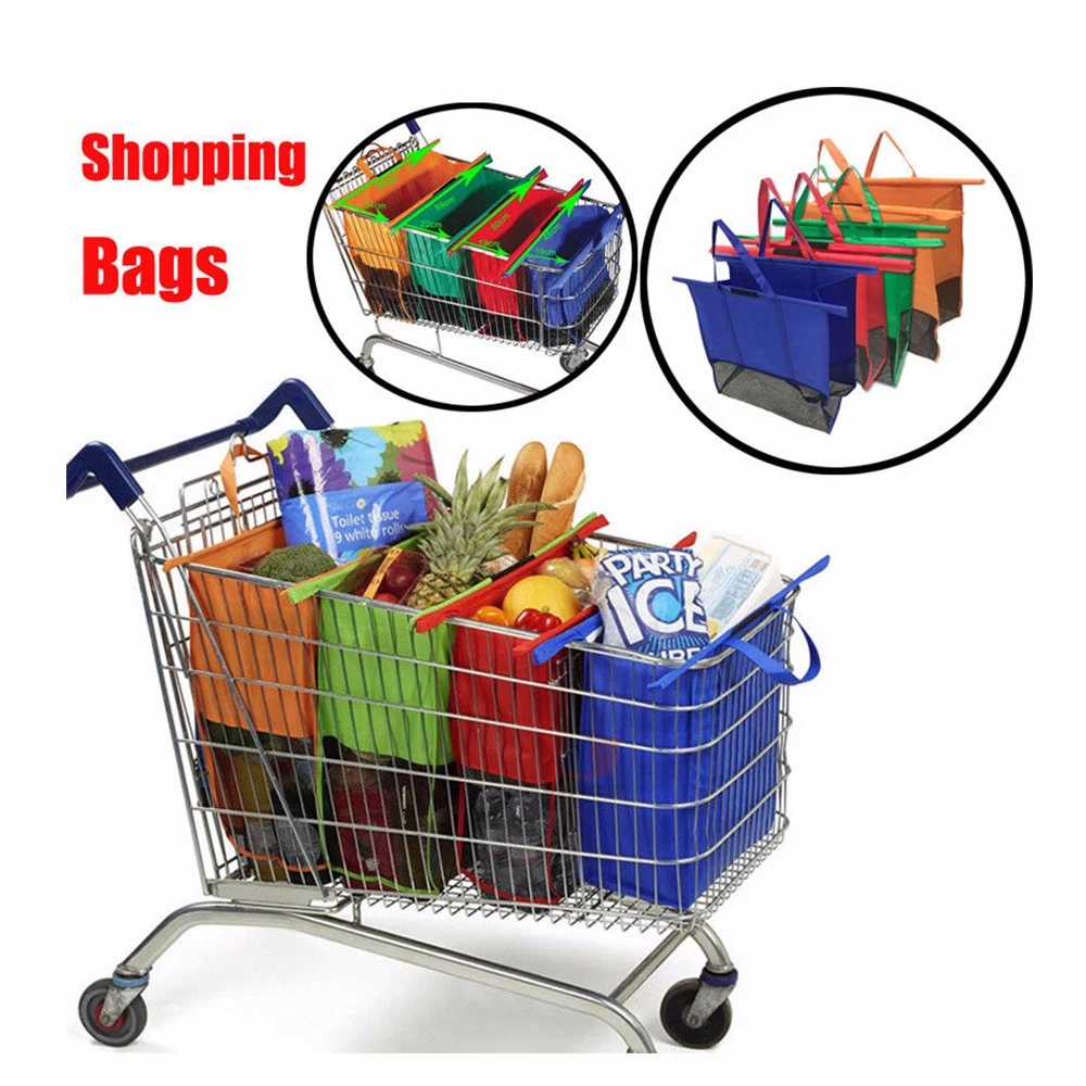 Carrito para supermercado, bolsas de almacenamiento, plegables, ecológicas, para tienda, 4 unids/set|Bolsas para compras| - AliExpress
