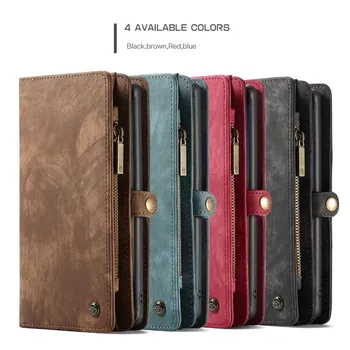

2019 For Galaxy Note 9 Zipper Wallet Case Luxury Retro Leather Purse Case with Card Pocket for Galaxy NOTE 8 S8 S9 Plus