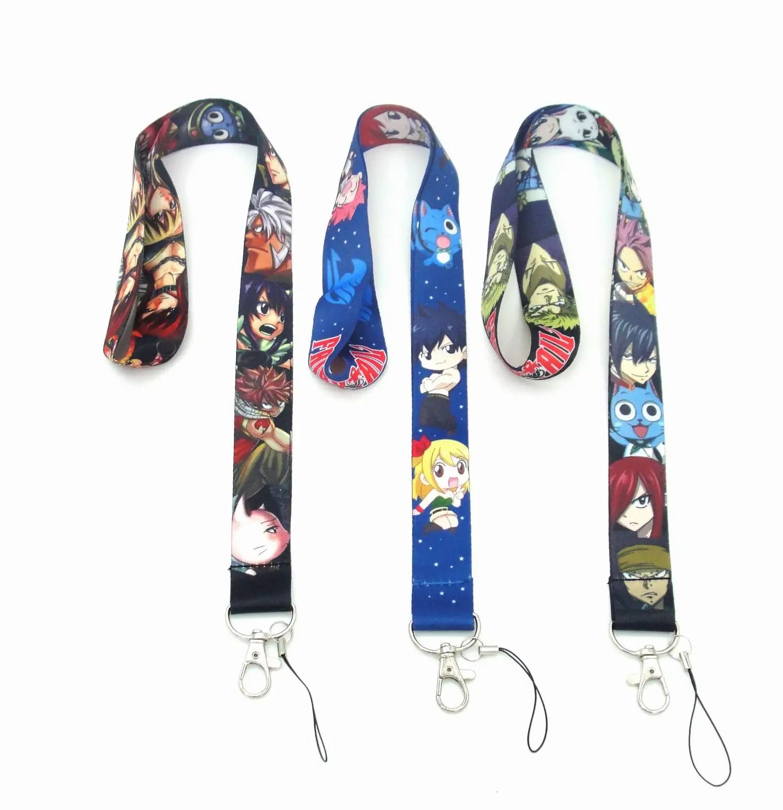 

New 500pcs Japan Cartoon Fairy Tail Lanyard Id Badge Holder Keychain Straps For Mobile Phone Wholesale Free Shipping