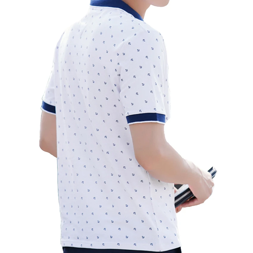 Men's Tops Summer Cotton Printed Shirts Brands Short Sleeve Camisas Stand Collar Male Shirt