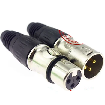 

10Pairs 3Pin Xlr Audio Connector Cannon Mic Microphone To Jack 3 Pin Xlr Balance Plug Male/Female Xlr Connector Adapter Black