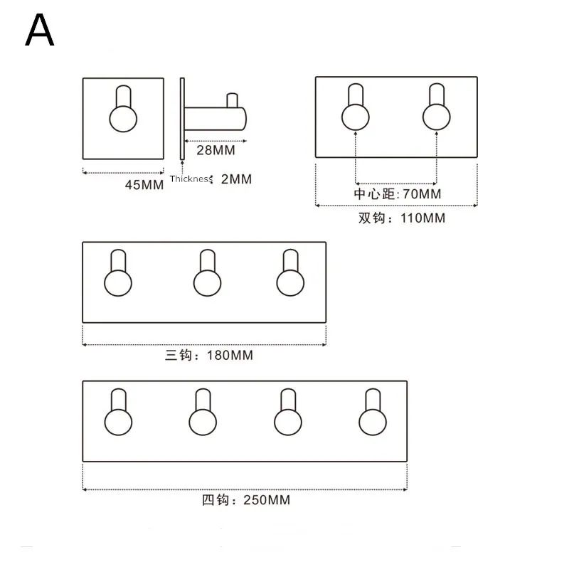 Kuke za ogrtače nerđajući čelik - zidne kuke Kuke za peškire za kupatila Kuke za ogrtače Nerđajuće kuke Vješalica za kuhinjske dodatke