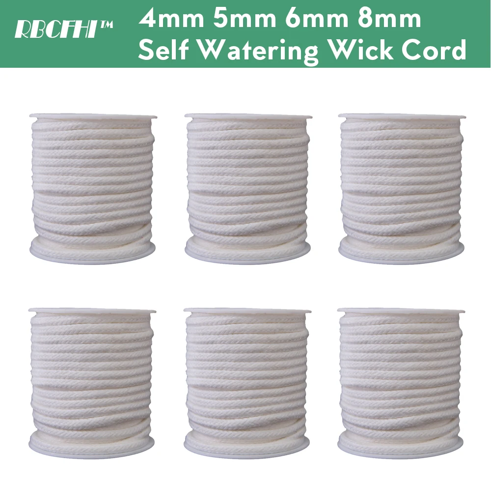 4/5/6/8MM Self-Watering Wick Cord Vacation Planter Pot DIY Automatic Watering Device System Potted Auto Drip Waterer Cotton Rope 4