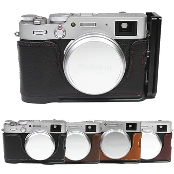 

Genuine Leather Half Camera Case Grip L Bracket For FUJIFILM FUJI X100V Quick Release L Plate Base Grip Aluminum Cover
