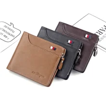 Men Short Wallet Male Credit Card Holder Small Slim Money Bag Vintage Black Short Purse PU Leather Multi-Function Money Clip