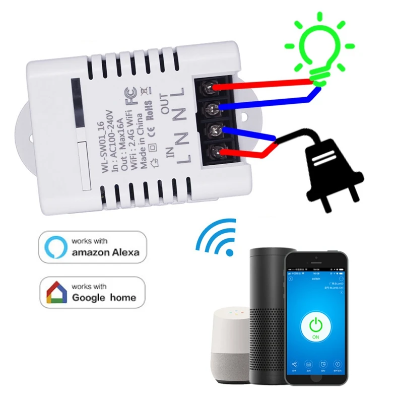 2,4G Wifi переключатель 16А дистанционный беспроводной переключатель умный светильник Alexa Google домашняя Автоматизация Ifttt Ewelink управление приложением