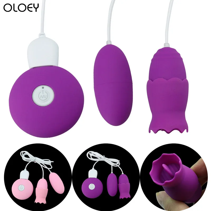 

OLOEY USB Charging Tongue and Double Jump Egg 20 Frequency Vibration Remote Control Female Electric Tongue Boyfriend Gift
