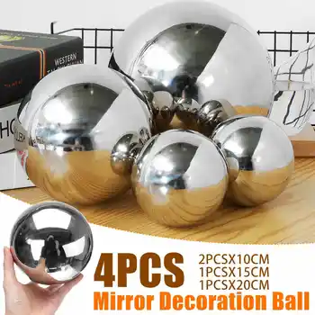 

4PCS High Gloss Glitter Stainless Steel Ball Sphere Mirror Hollow Ball For Home Garden Decoration Supplies Ornament 10/15/20CM