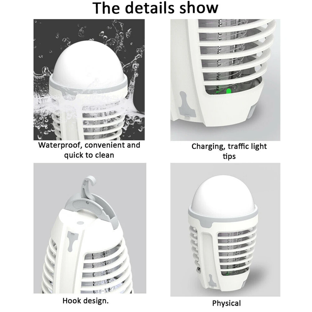 

Portable Mosquito Killer Lamp LED Light Zapper Anti Fly Pest Control Summer Efficient Desktop Hanging Insect Trap USB Charging