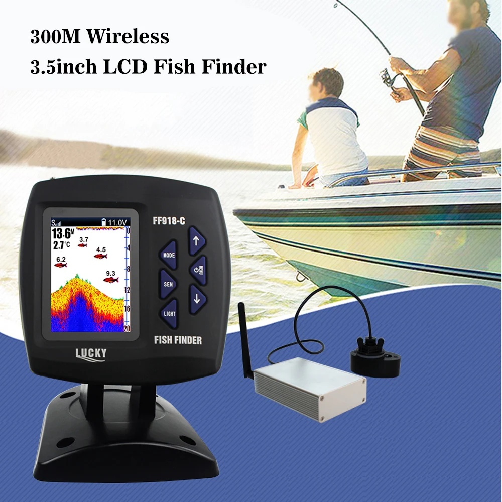

Fish Finder 300M Wireless Fishfinder 3.5inch TFT LCD Depth Sounder Sensor Transducer Fishing Detector Monitor FF918-CWL