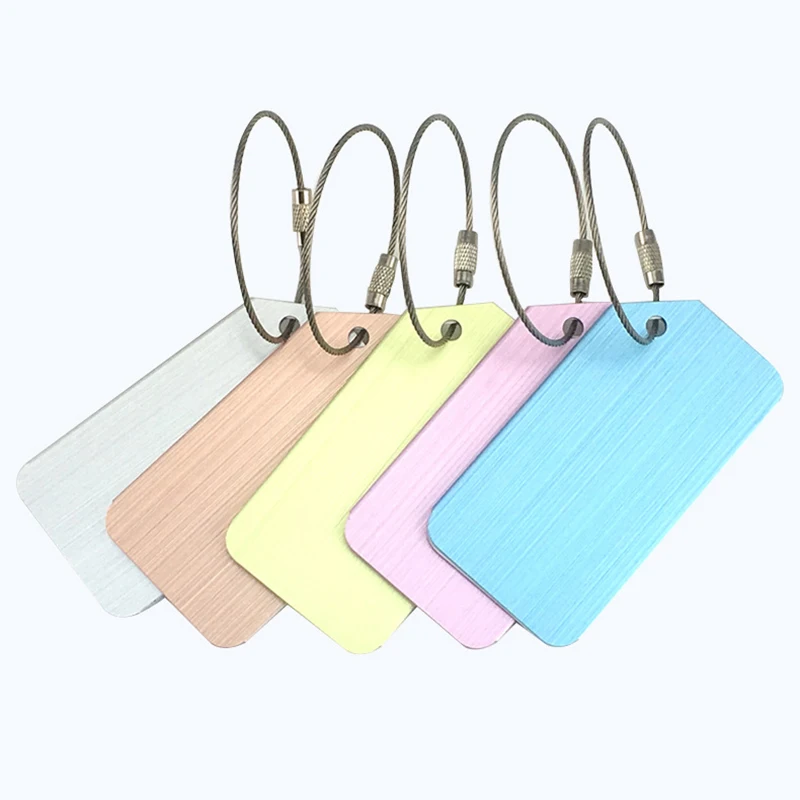 

5Pcs Luggage Tags Aluminium Alloy Suitcase Label Name Address ID Bag Travel Tag bright colors backpacking trekking camping