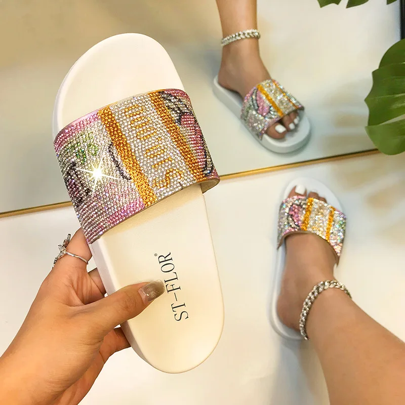 Модные женские тапочки USD с принтом доллара Shoes шлепанцы сандалии для улицы
