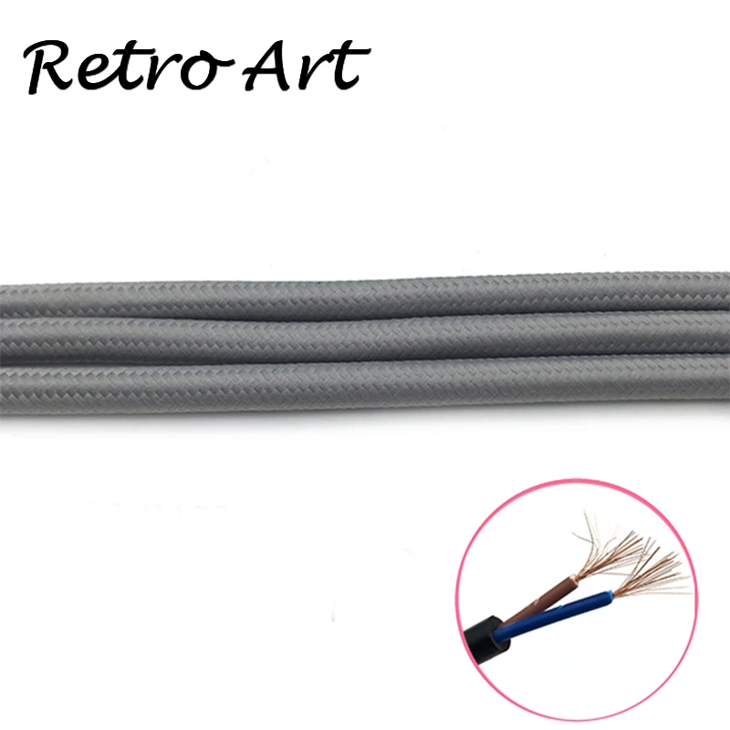  5M/lot vintage fabric lamp cord decorative textile braided cable electric wire - 4000066120037