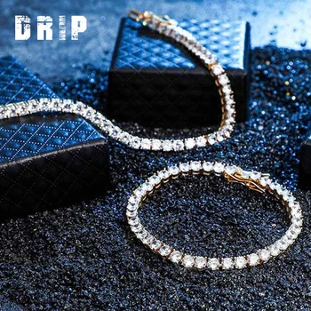 

1 row iced out luxury 3mm 4mm 5mm 7inch 8inch 925 silver tennis bracelet zircon silver tennis chain bracelet