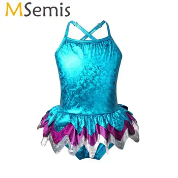 

MSemis Kid Baby Girls Toddler Figure Ice Skating Leotard Gymnastics Ballet Dance Metallic Holographic Mermaid Costume Swimwear