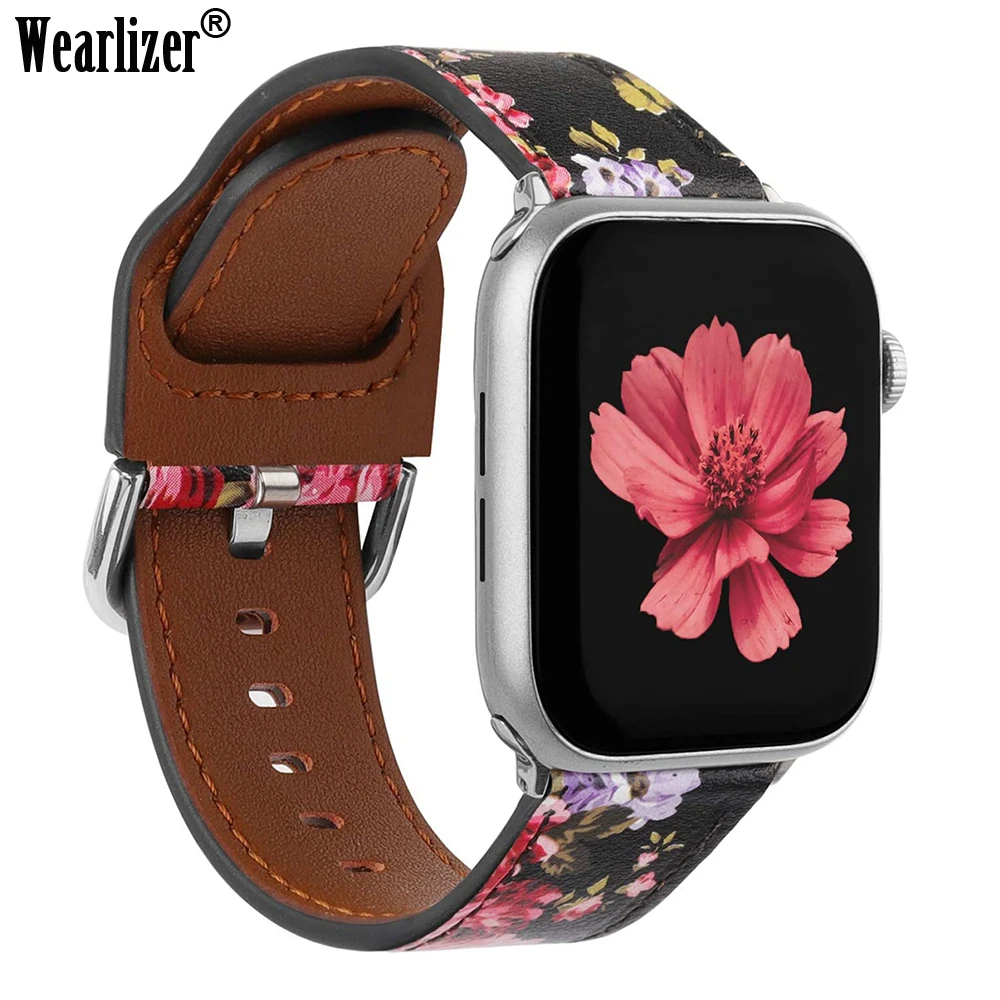 Ремешок Wearlizer из натуральной кожи для Apple Watch 5 42 мм 38 44 м 40 удобный браслет iWatch Series 4