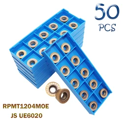 JS – Insert en carbure RPMT 1204, lame de fraise CNC, insertion de tour en métal, outil de coupe, 50 pièces, UE6020 