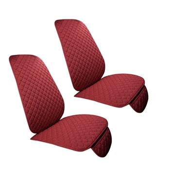 

2Pcs Flax Car Seat Cover Protector Linen Front Cushion Pad Mat Backrest for Auto Interior Truck Suv Caravans(Red)
