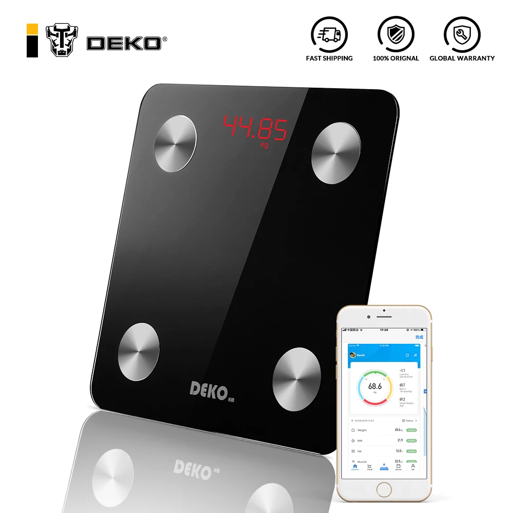 DEKO-báscula de grasa corporal inteligente, Analizador de composición corporal Digital, Bluetooth, control de la salud, inalámbrico