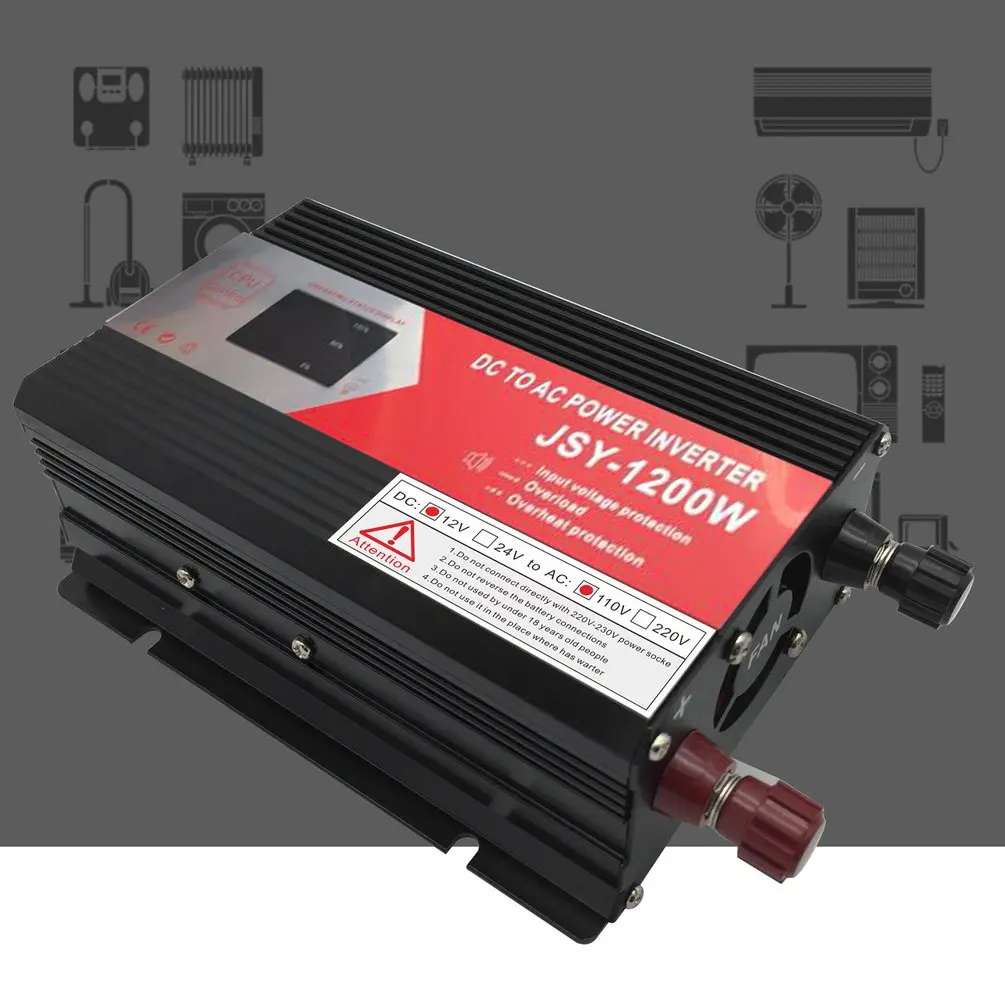 

Digital Display 1200W Car Power Inverter DC To AC220V Aluminum Alloy USB Converter High Conversion Converter