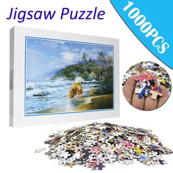 

Jigsaw puzzle with picture puzzle 1000 PCS Puzzles Adult Children's Educational Puzzle Beach Parent-child Toy For adults