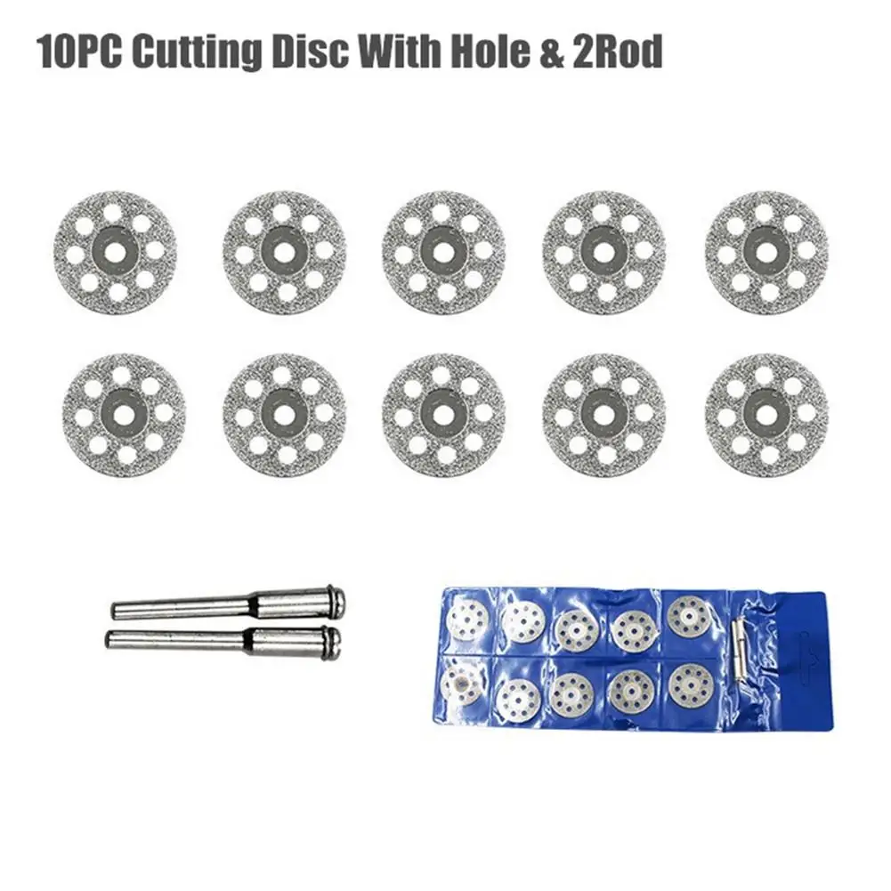22mm with holes 10 шт. алмазные отрезные диски Dremel вращающийся инструмент шлифовальный станок металлический режущий круг - Цвет: 22mm with holes