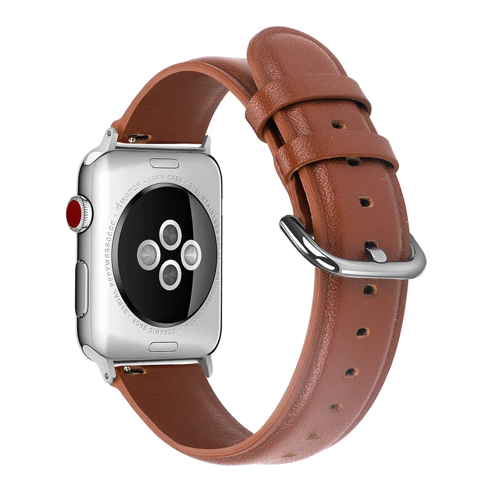 Brown Ремешок для часов из натуральной кожи для Apple Watch 5, 4, 44 мм, 40 мм, 38 мм, 42 мм, спортивный ремешок, браслет, аксессуары для iwatch 3, 2, 1 - Цвет ремешка: Brown